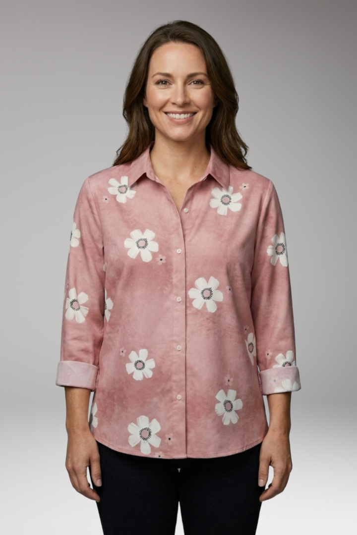 Women's Blouse with Collar Neck and Button Closure
