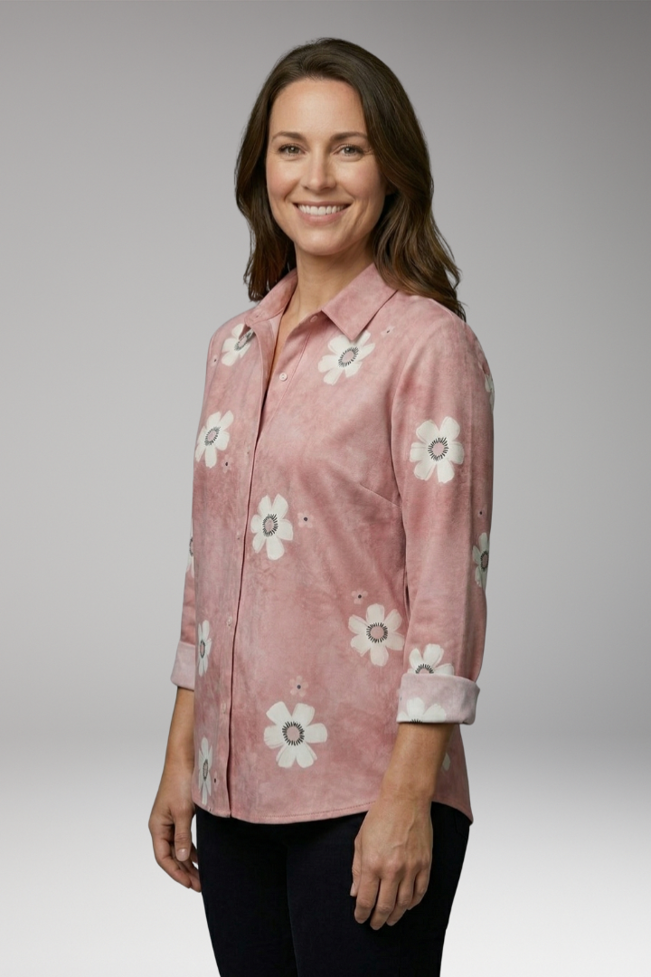 Women's Blouse with Collar Neck and Button Closure