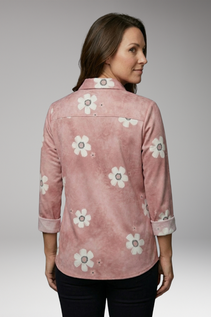 Women's Blouse with Collar Neck and Button Closure