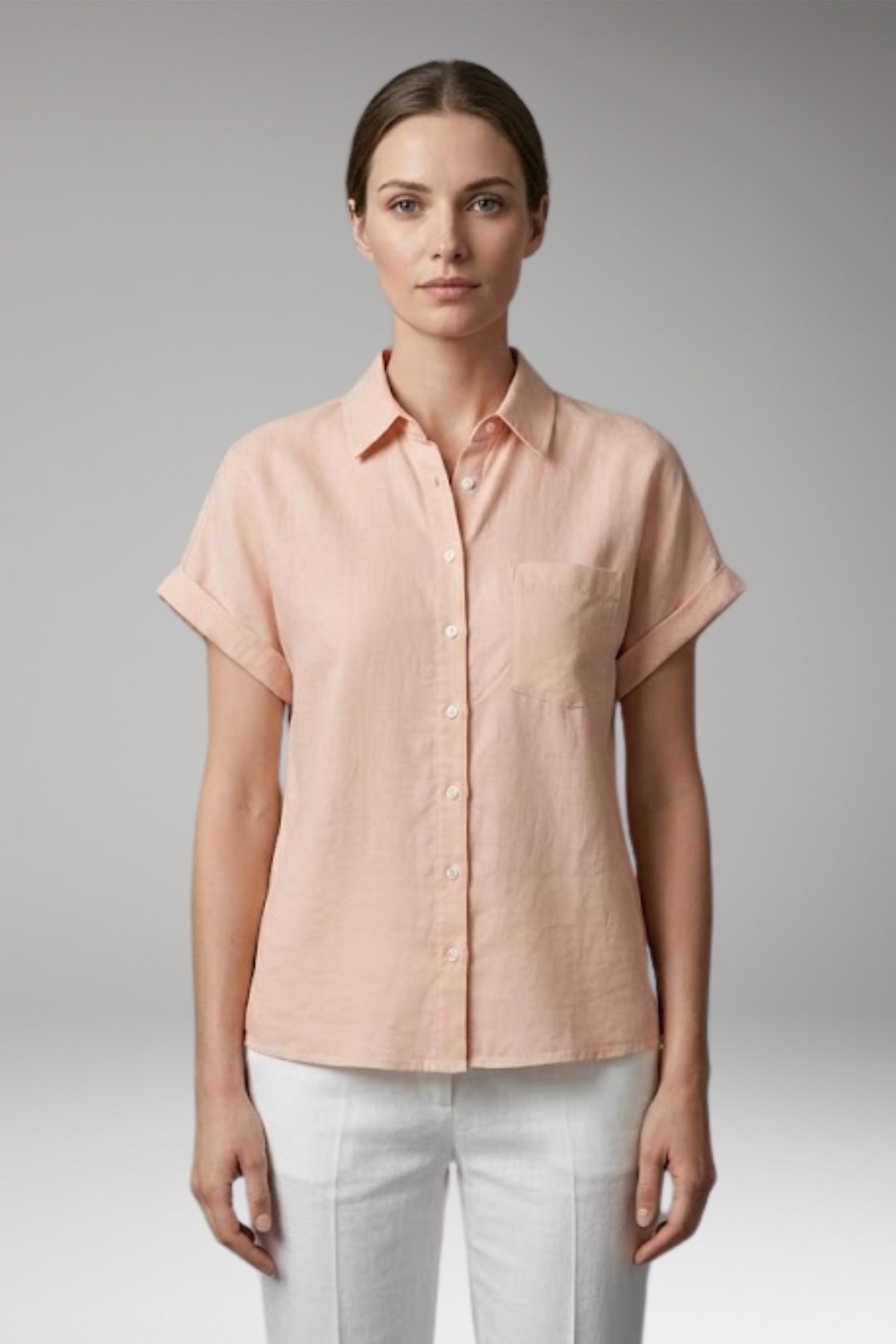 Women's Blouse with Collar Neckline and Button Closure