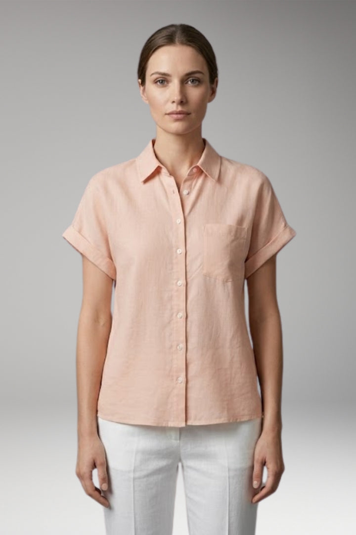 Women's Blouse with Collar Neckline and Button Closure