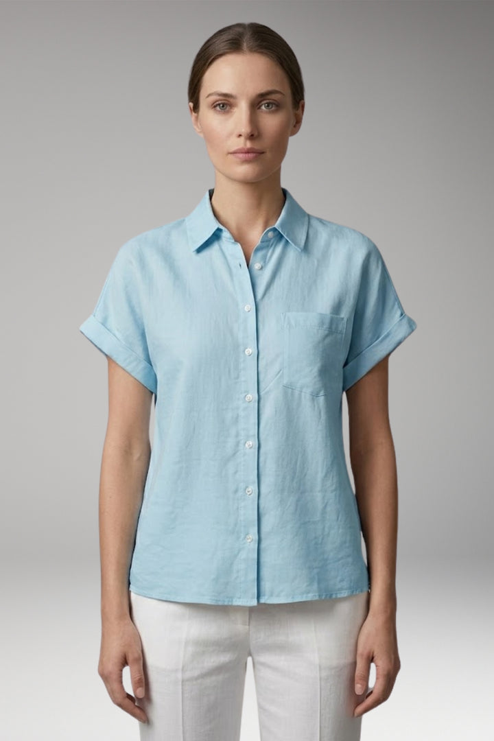 Women's Blouse with Collar Neckline and Button Closure