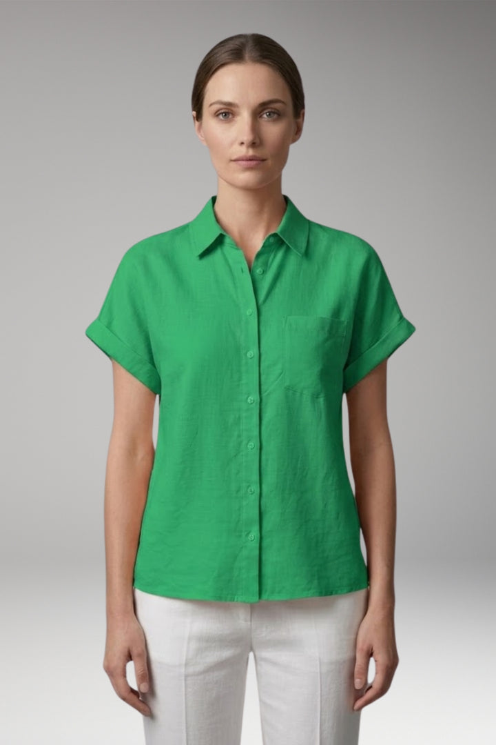 Women's Blouse with Collar Neckline and Button Closure