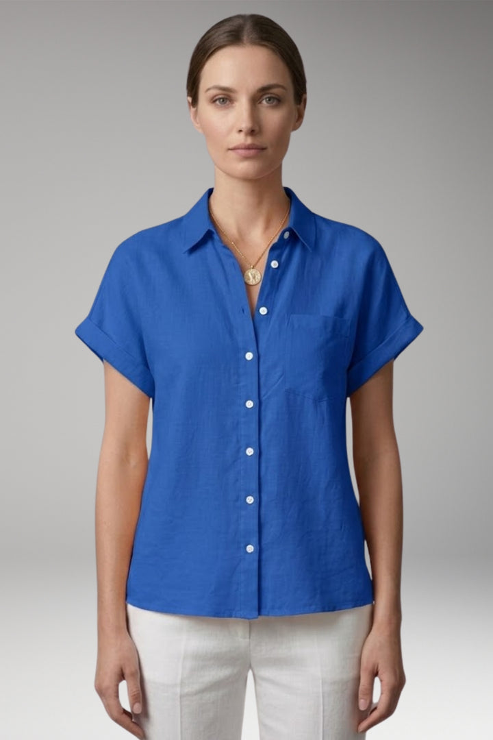 Women's Blouse with Collar Neckline and Button Closure