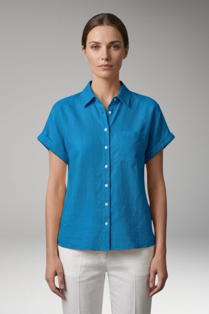 Women's Blouse with Collar Neckline and Button Closure