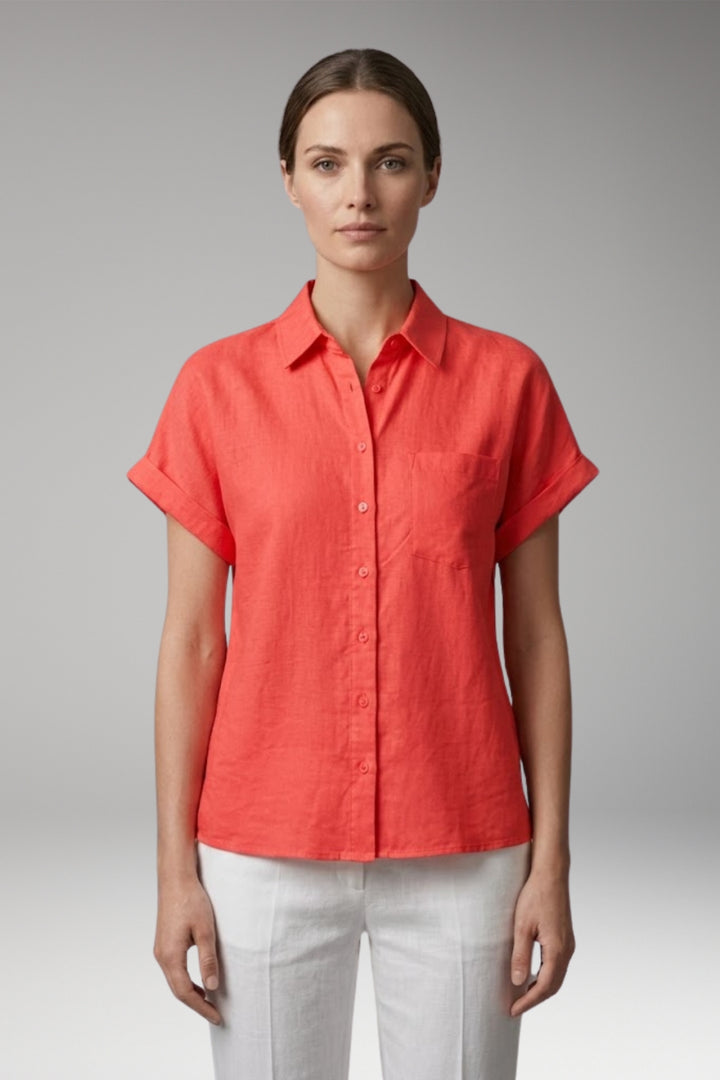 Women's Blouse with Collar Neckline and Button Closure