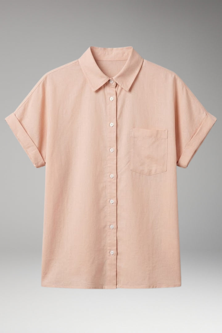 Women's Blouse with Collar Neckline and Button Closure