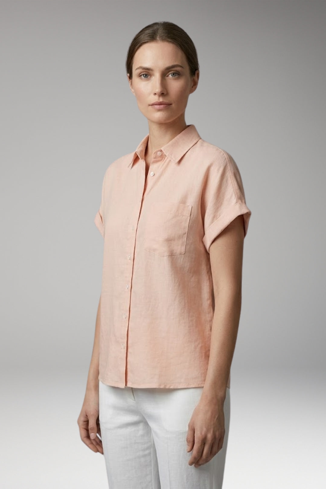 Women's Blouse with Collar Neckline and Button Closure