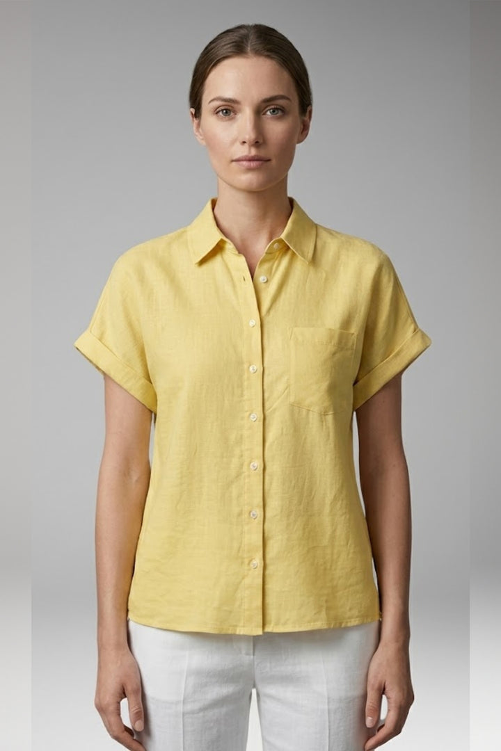 Women's Blouse with Collar Neckline and Button Closure