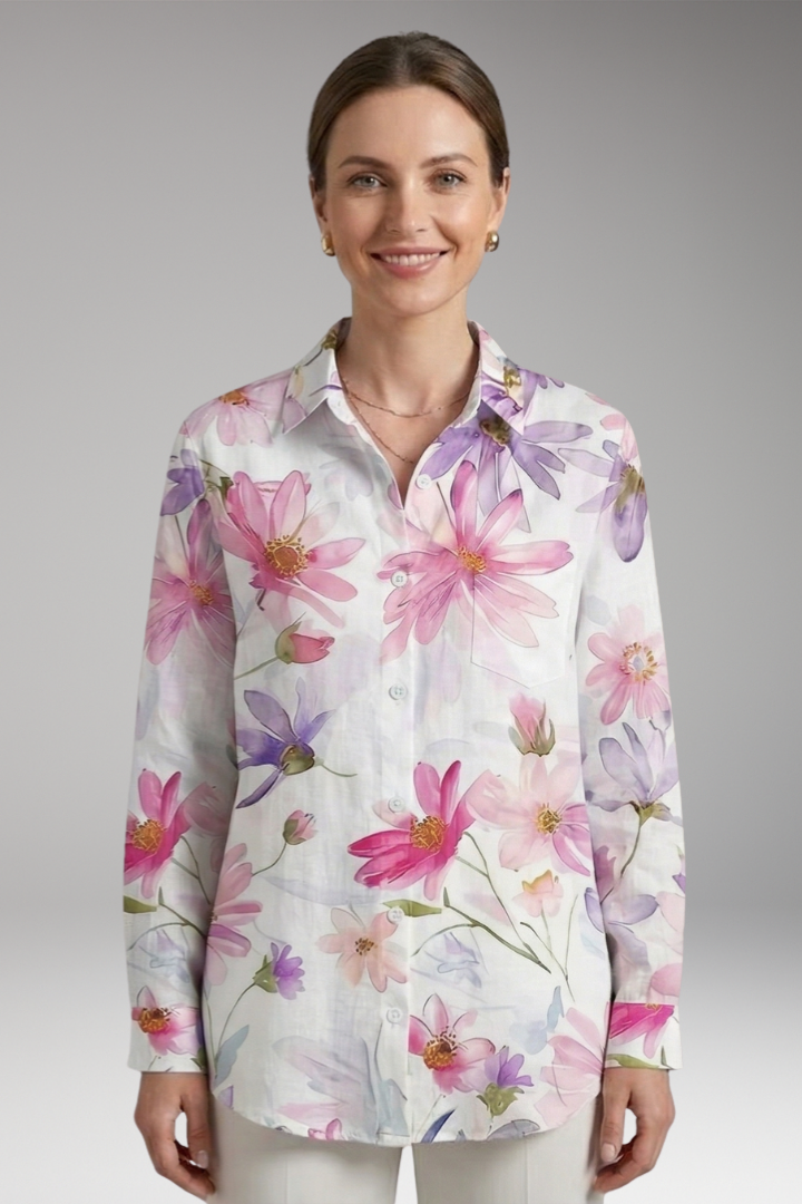Women's Blouse with Collar and Button Closure