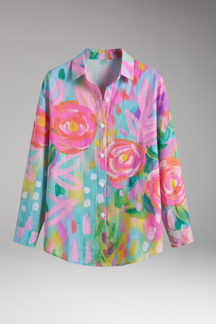 Women's Blouse with Collar and Button Closure