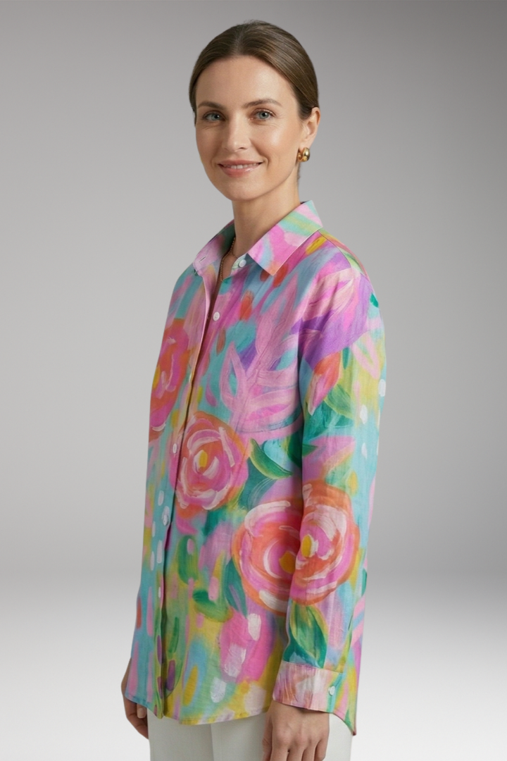 Women's Blouse with Collar and Button Closure