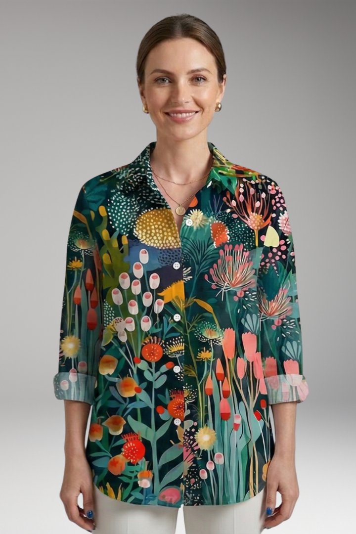 Women's Blouse with Collar and Button Closure