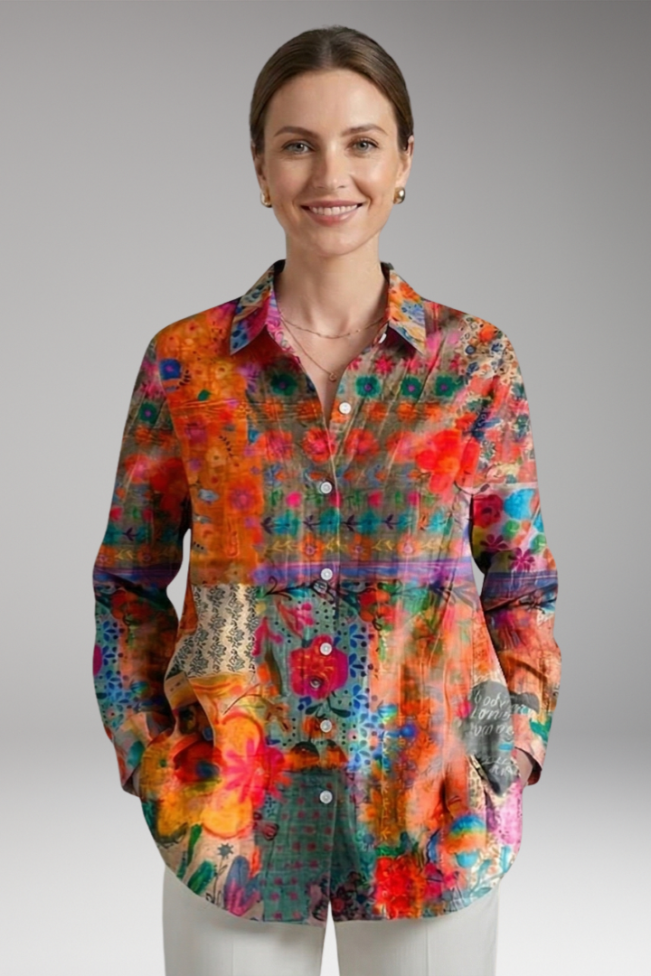 Women's Blouse with Collar and Button Closure