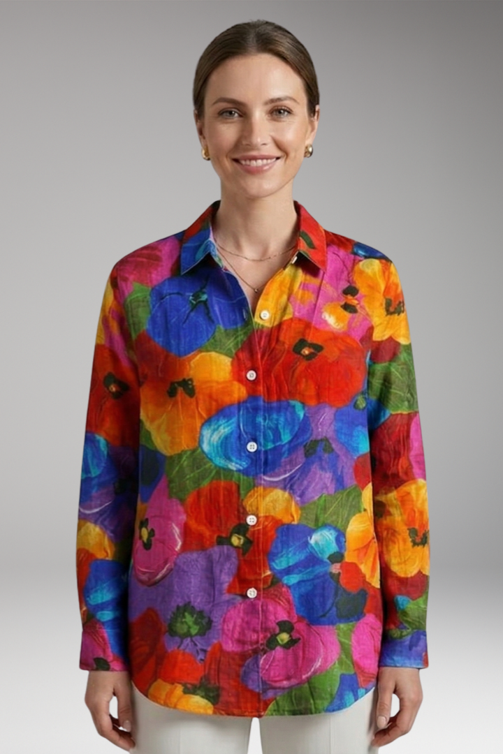 Women's Blouse with Collar and Button Closure