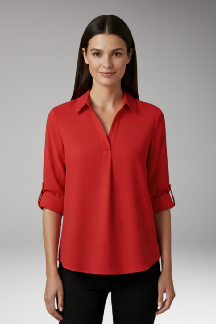 Women's Blouse with Collar and Button Front