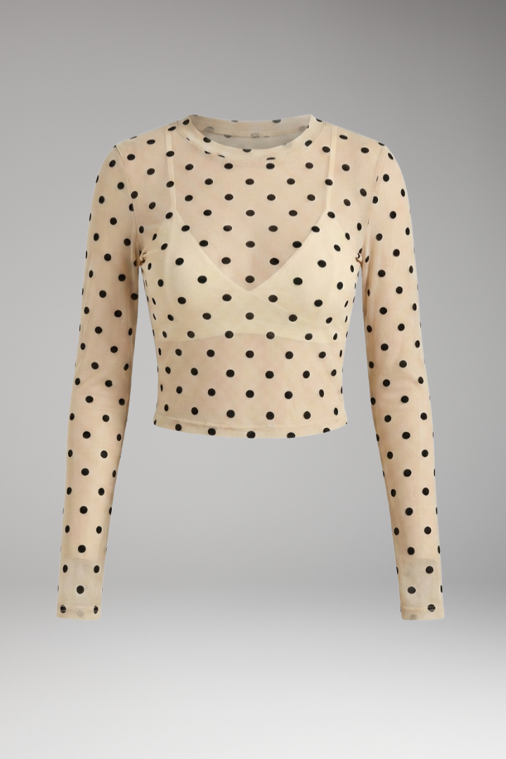Women's Blouse with Polka Dot and Long Sleeves