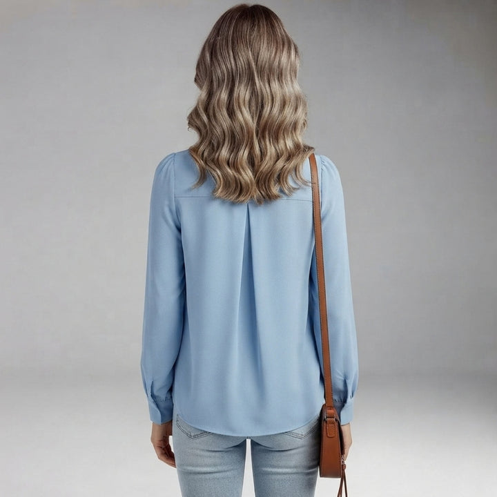 Women's Blouse with Round Neck Pleats