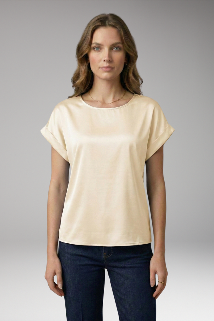 Women's Blouse with Round Neckline and Dropped Sleeves