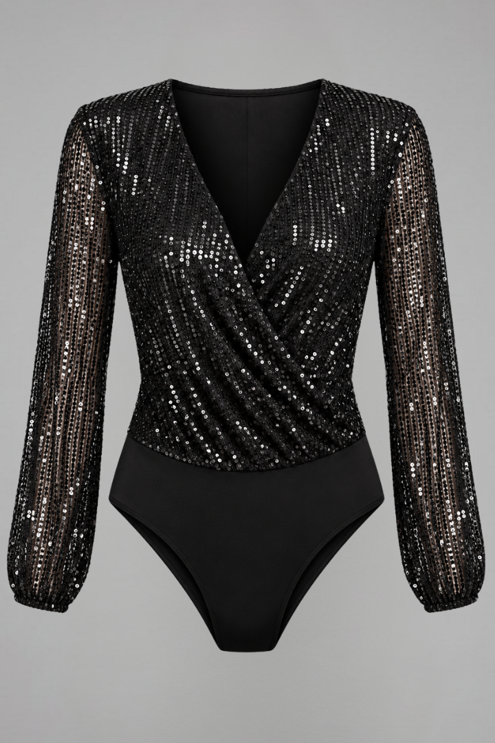 Women's Blouse with Sequins and V'Neck
