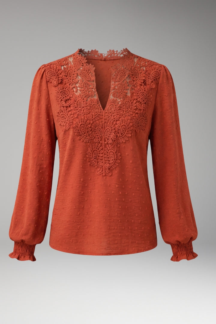 Women's Blouse with V-Neck and Button Front