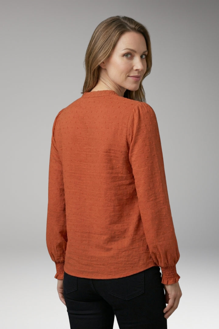 Women's Blouse with V-Neck and Button Front