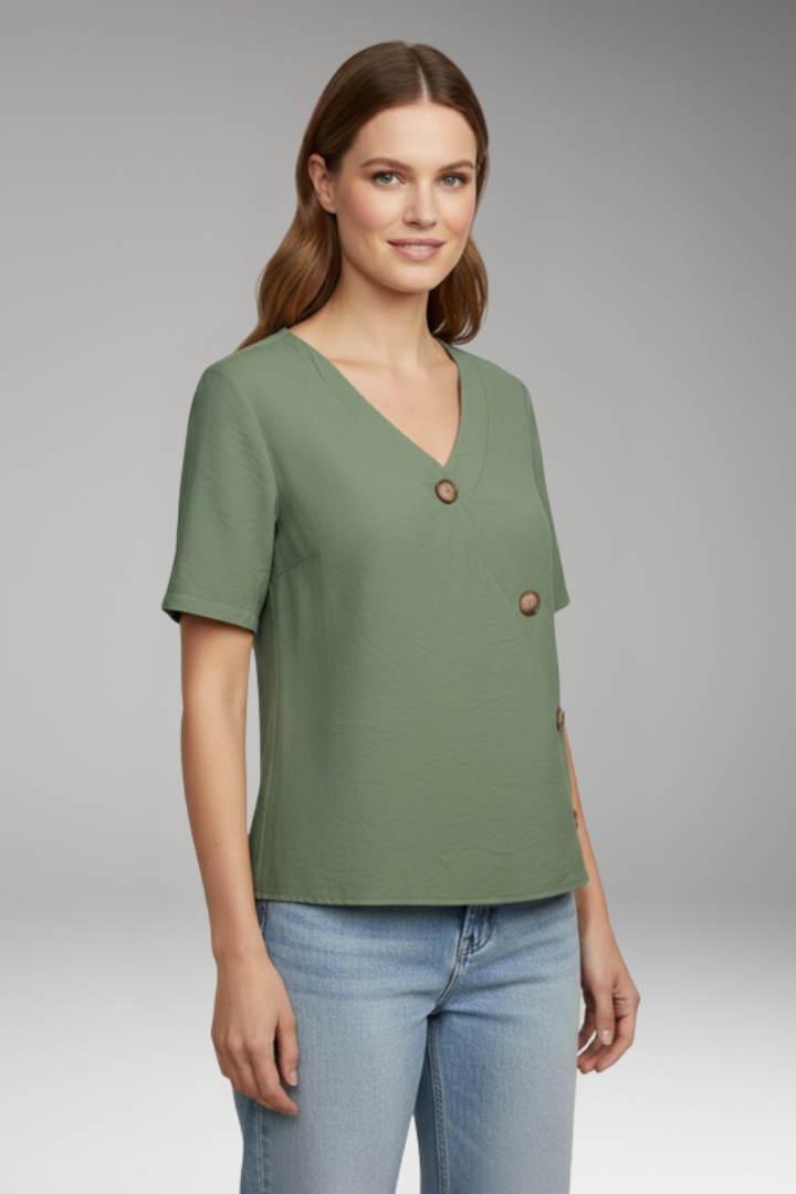 Women's Blouse with V-Neckline for Summer