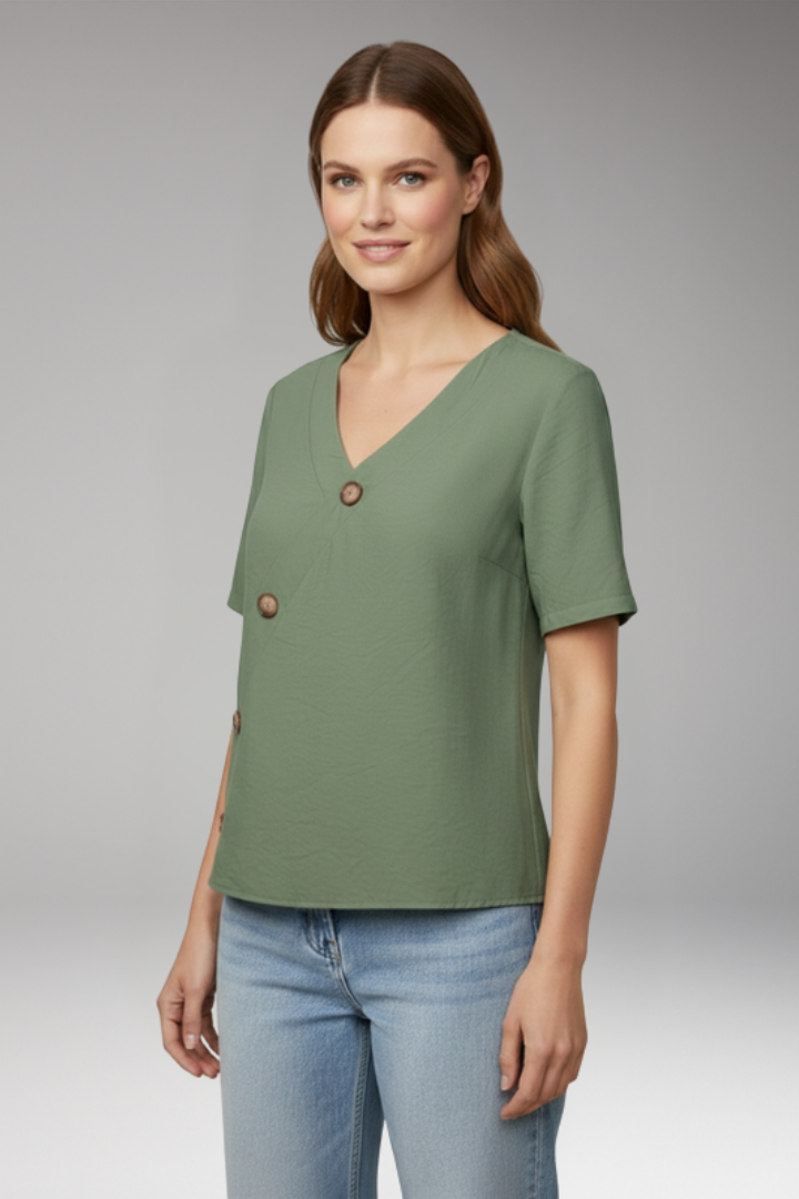 Women's Blouse with V-Neckline for Summer