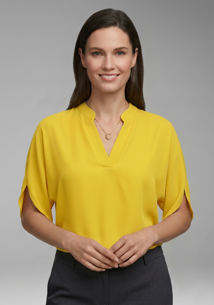 Women's Blouse with V Neck and Batwing Sleeves