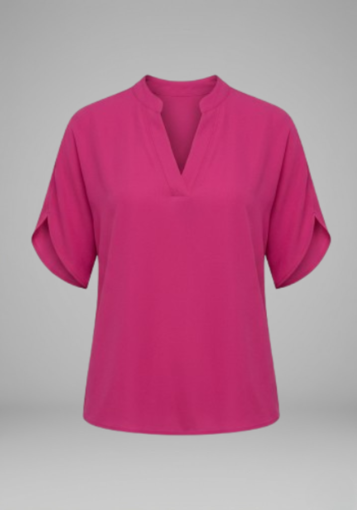Women's Blouse with V Neck and Batwing Sleeves
