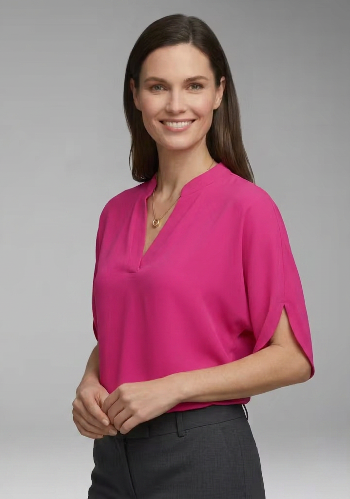 Women's Blouse with V Neck and Batwing Sleeves