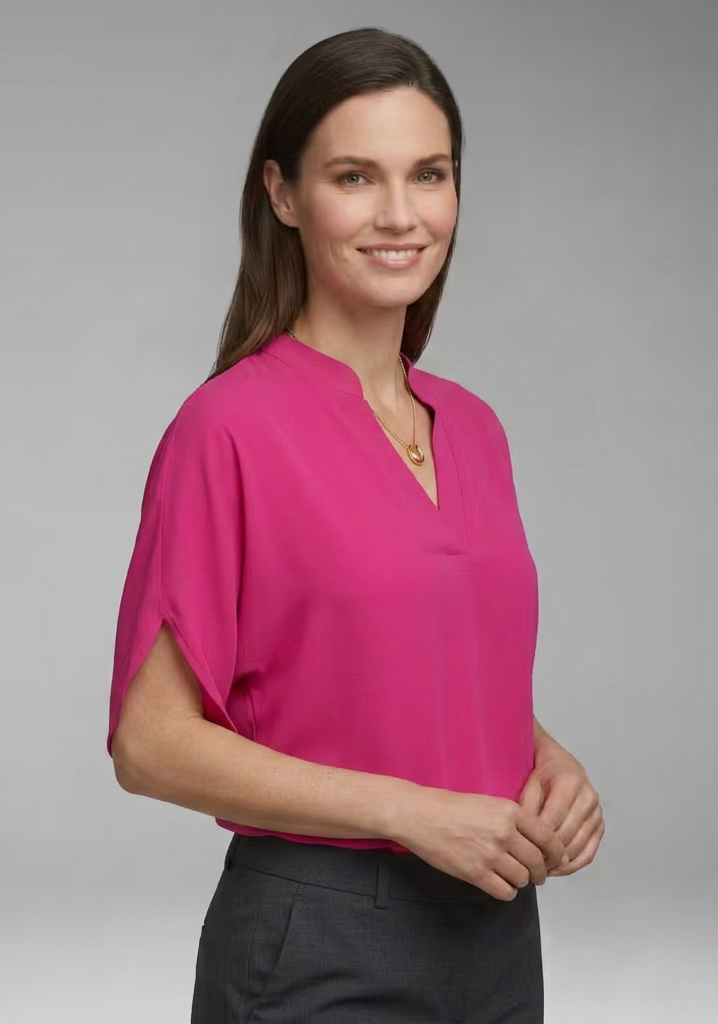 Women's Blouse with V Neck and Batwing Sleeves