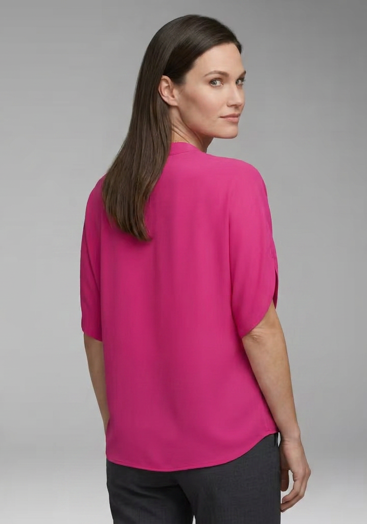 Women's Blouse with V Neck and Batwing Sleeves