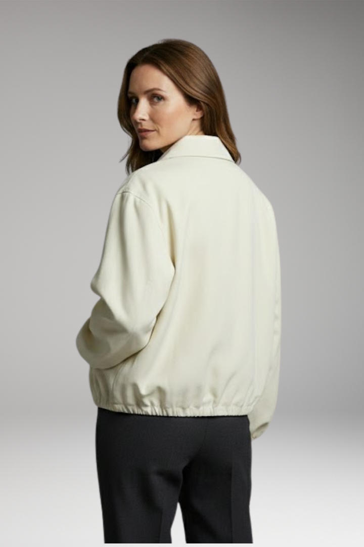 Women's Bomber Jacket with Elastic Hem and Side Pockets