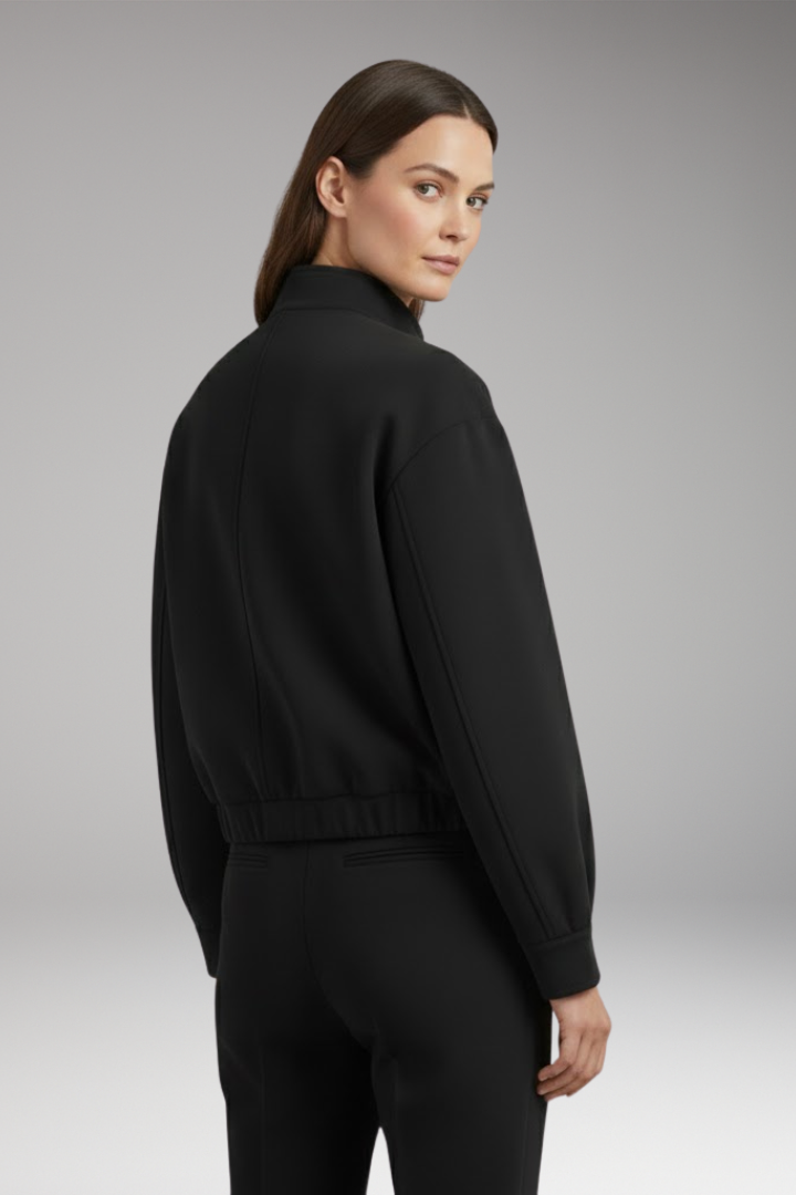 Women's Bomber Jacket with Front Closure and Pocket Arrangement