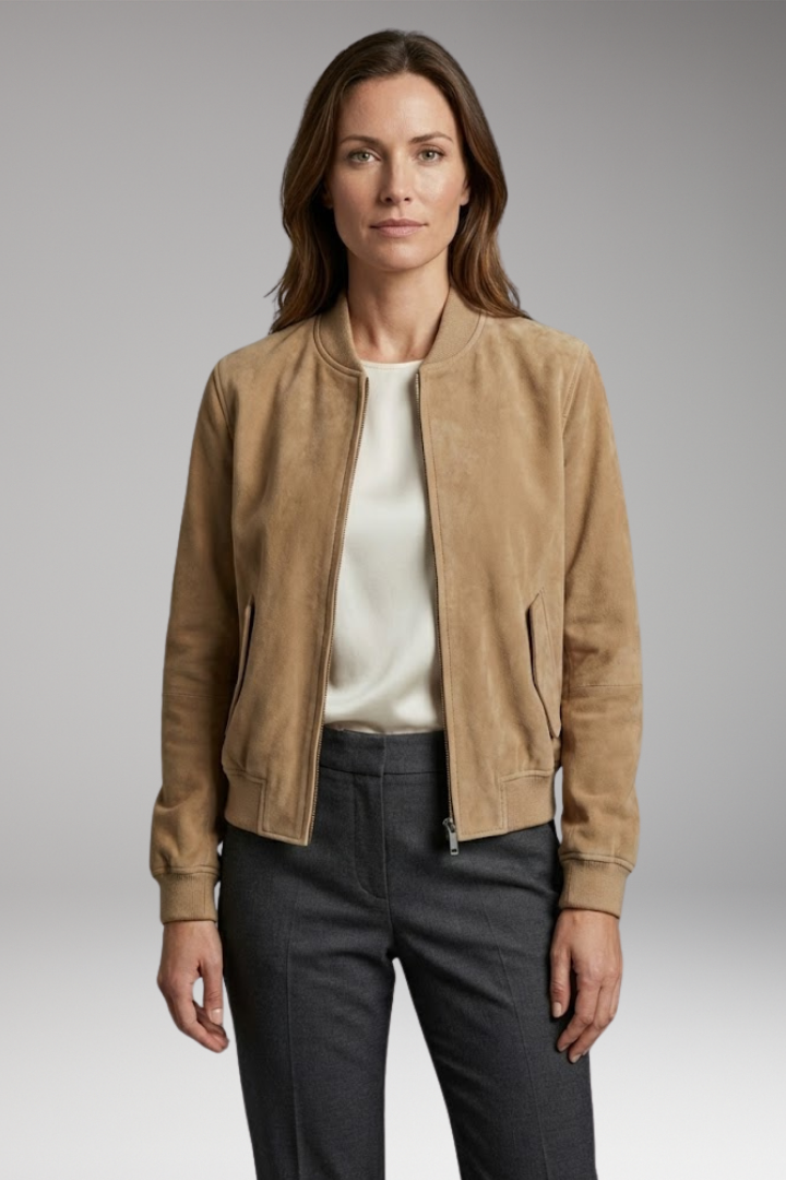 Women's Bomber Jacket with Pockets and Sturdy Design