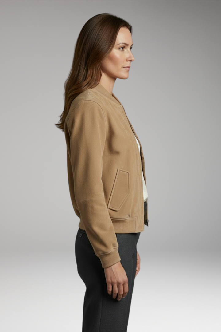 Women's Bomber Jacket with Pockets and Sturdy Design