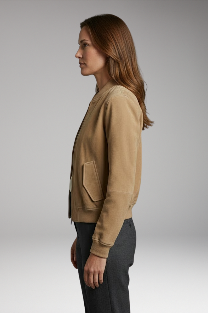 Women's Bomber Jacket with Pockets and Sturdy Design