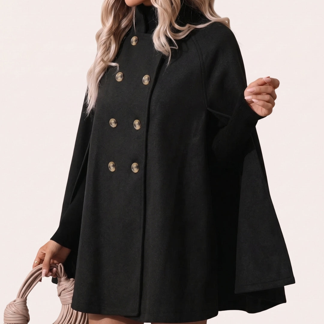 Women's Cape Coat with Oversized Fit and Collar