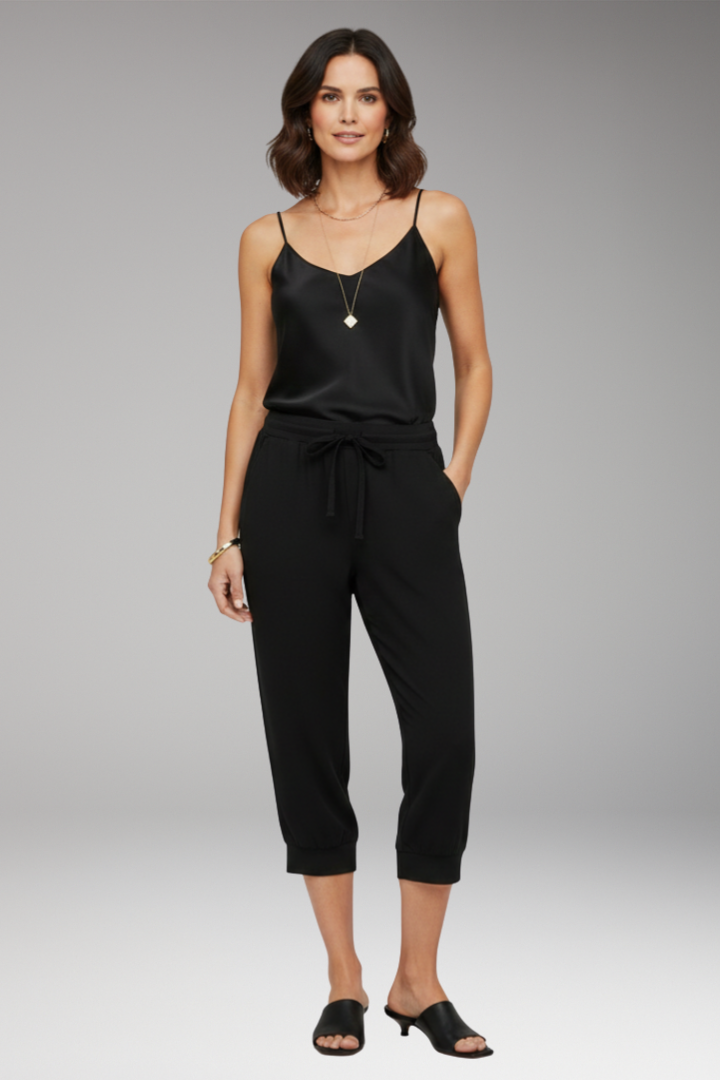 Women's Capri Pants with Elastic Waist and Drawstring