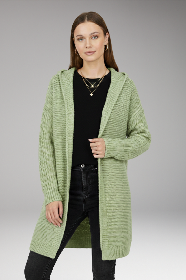 Women's Cardigan with Hood and Textured Knit