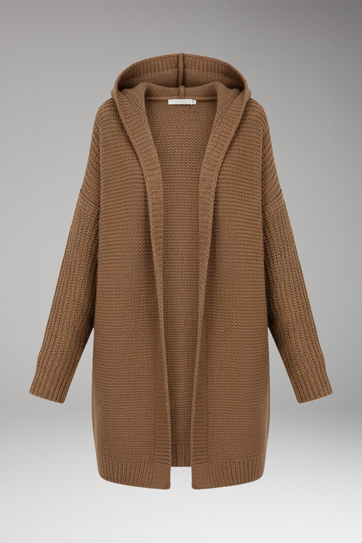 Women's Cardigan with Hood and Textured Knit