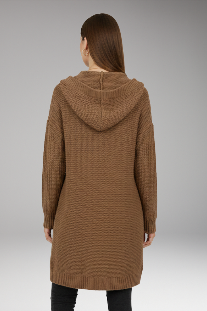 Women's Cardigan with Hood and Textured Knit