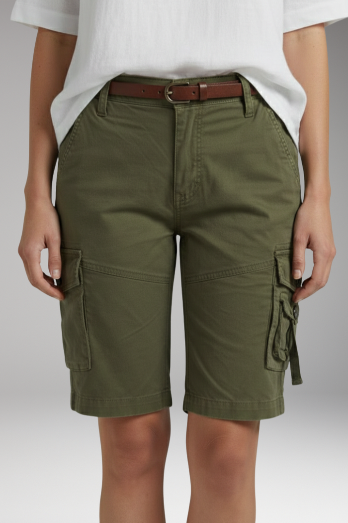 Women's Cargo Shorts with Belt Loops and Utility Pockets