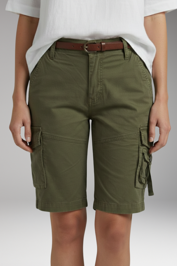 Women's Cargo Shorts with Belt Loops and Utility Pockets