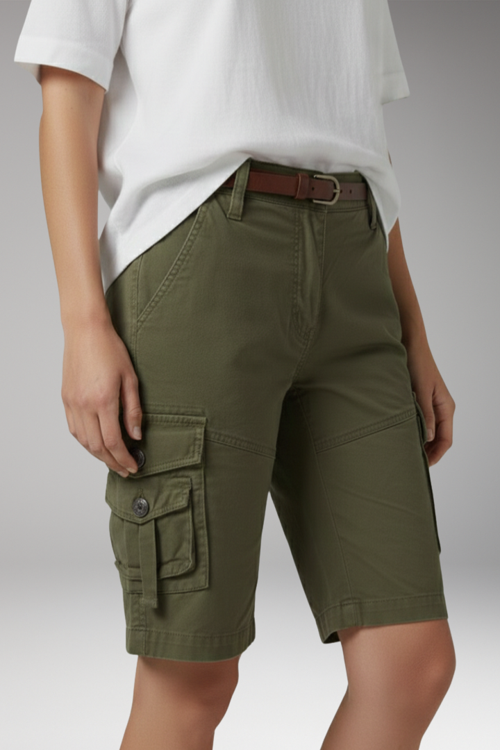 Women's Cargo Shorts with Belt Loops and Utility Pockets