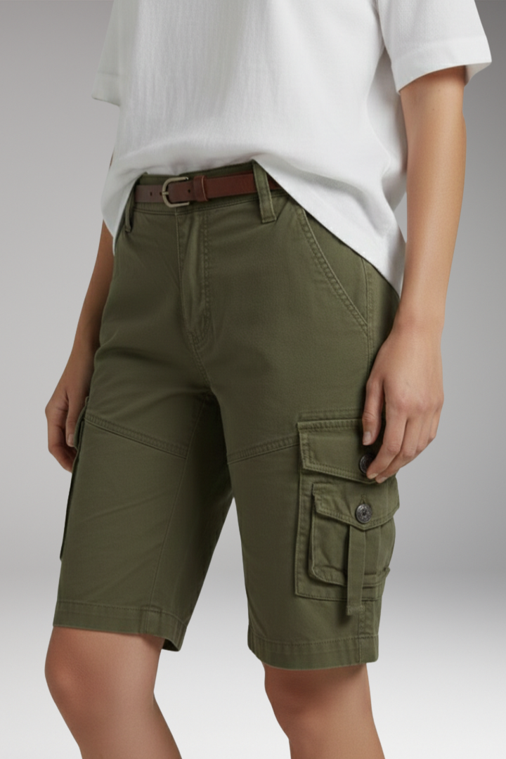 Women's Cargo Shorts with Belt Loops and Utility Pockets