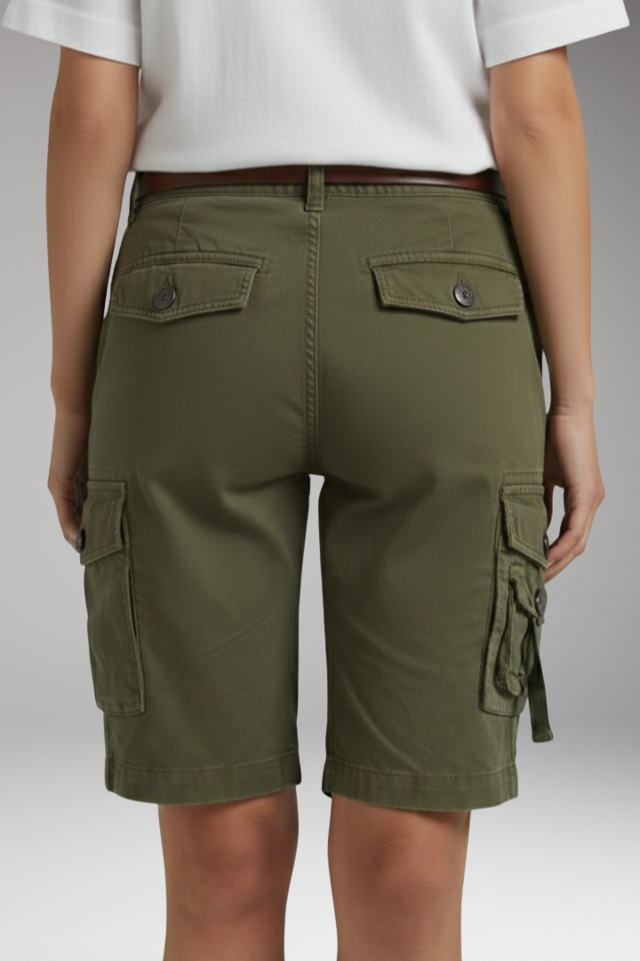 Women's Cargo Shorts with Belt Loops and Utility Pockets