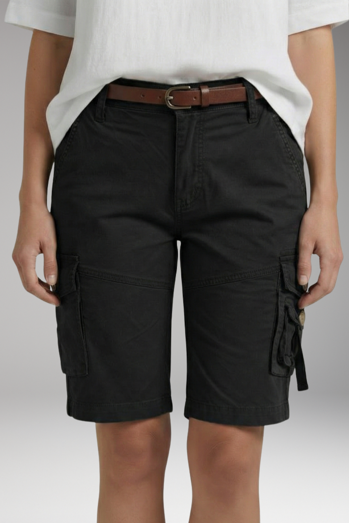 Women's Cargo Shorts with Belt Loops and Utility Pockets