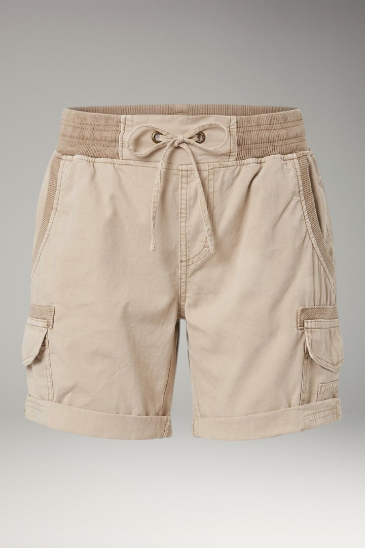 Women's Cargo Shorts with Drawstring Waistband and Side Pockets